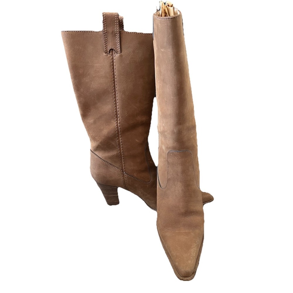 Michael Kors Collection Boots Y2K Vntg Tan Suede Western Boho‎ Size 7.5 Italy - Picture 5 of 11